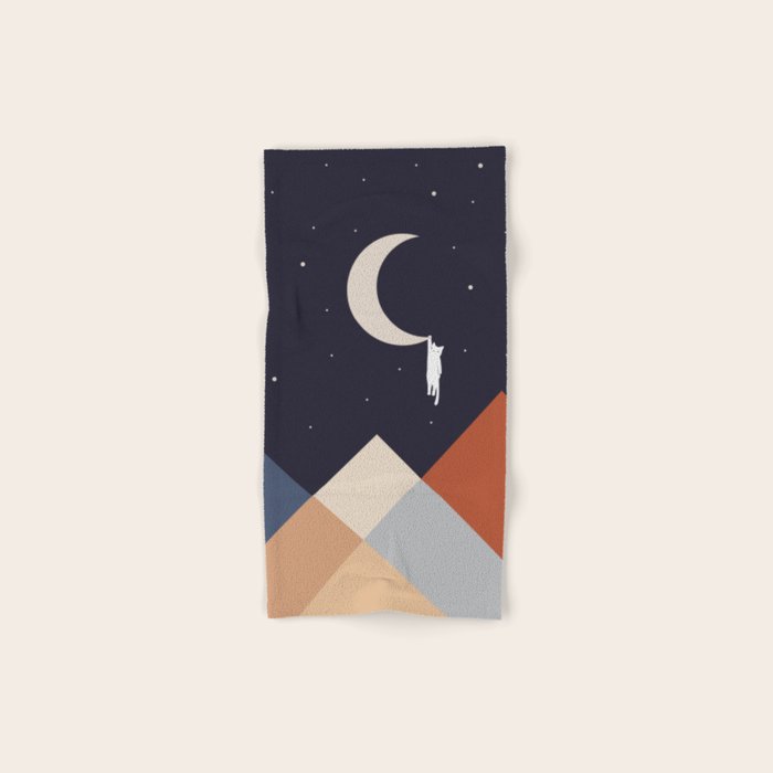 Cat Landscape 176 Hang on the Moon Bath Towel Gallery Image 1