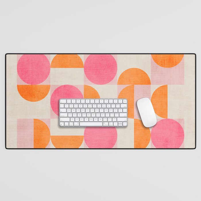 Pink Orange Modern Geometric Artwork Desk Mat Gallery Image 1