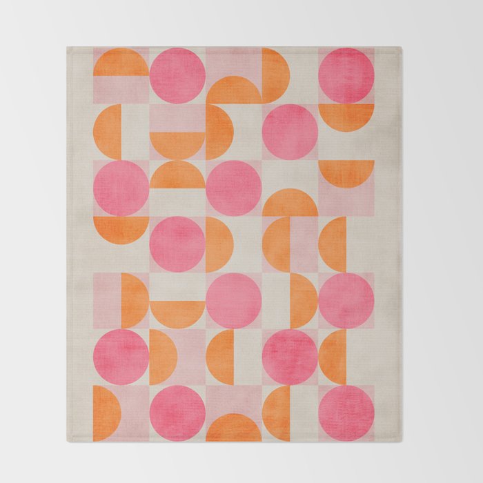 Pink Orange Modern Geometric Artwork Throw Blanket Gallery Image 2