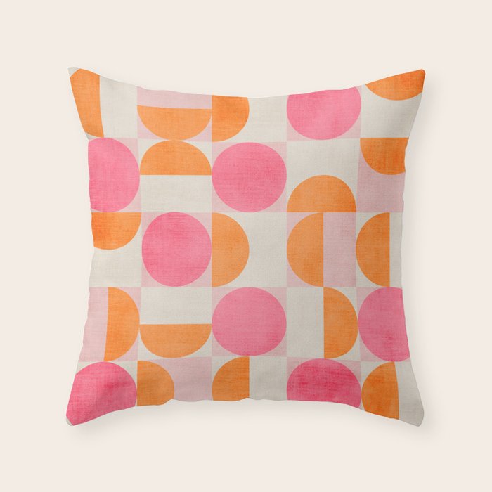 Pink Orange Modern Geometric Artwork Throw Pillow Gallery Image 6