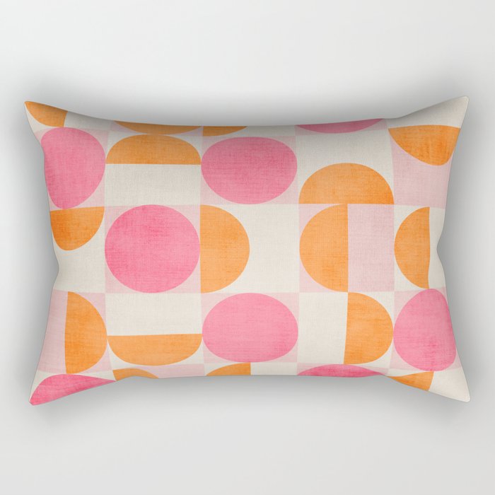 Pink Orange Modern Geometric Artwork Rectangular Pillow Gallery Image 1