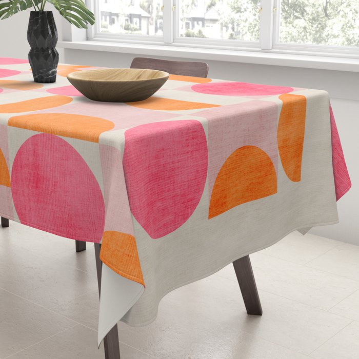 Pink Orange Modern Geometric Artwork Tablecloth Gallery Image 3