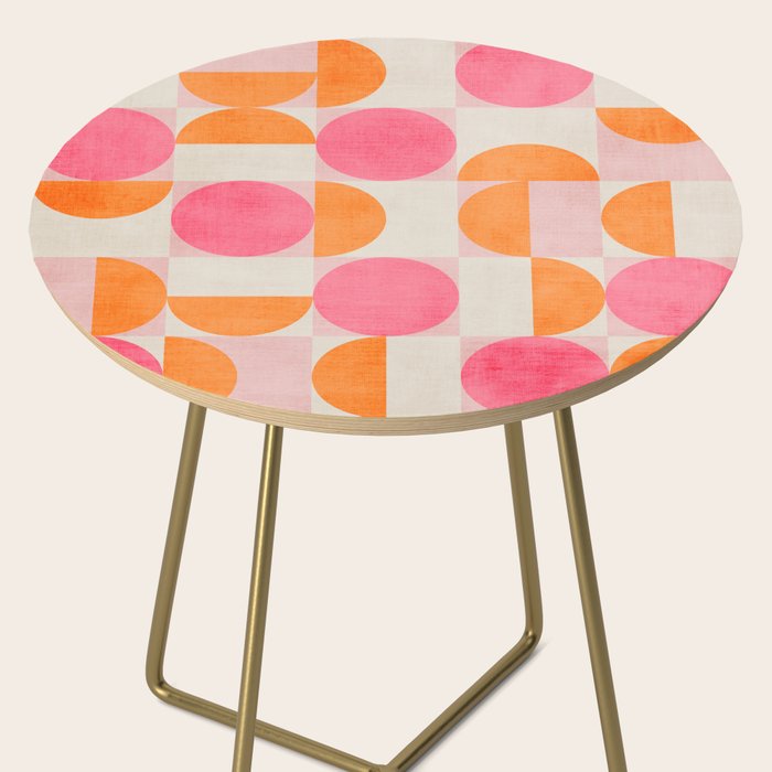 Pink Orange Modern Geometric Artwork Side Table Gallery Image 2
