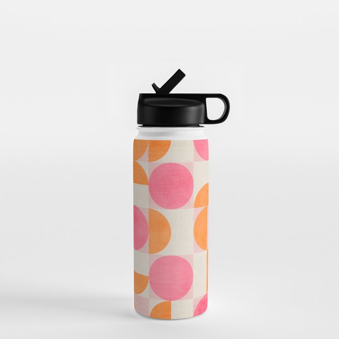 Pink Orange Modern Geometric Artwork Water Bottle Gallery Image 1
