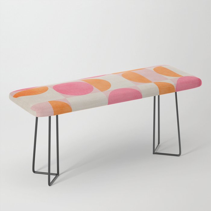 Pink Orange Modern Geometric Artwork Bench Gallery Image 1