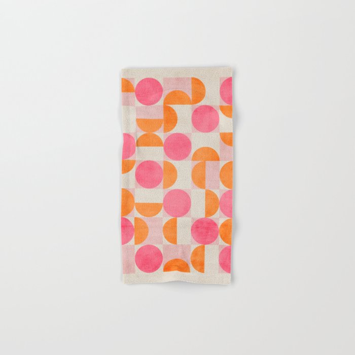 Pink Orange Modern Geometric Artwork Bath Towel Gallery Image 1