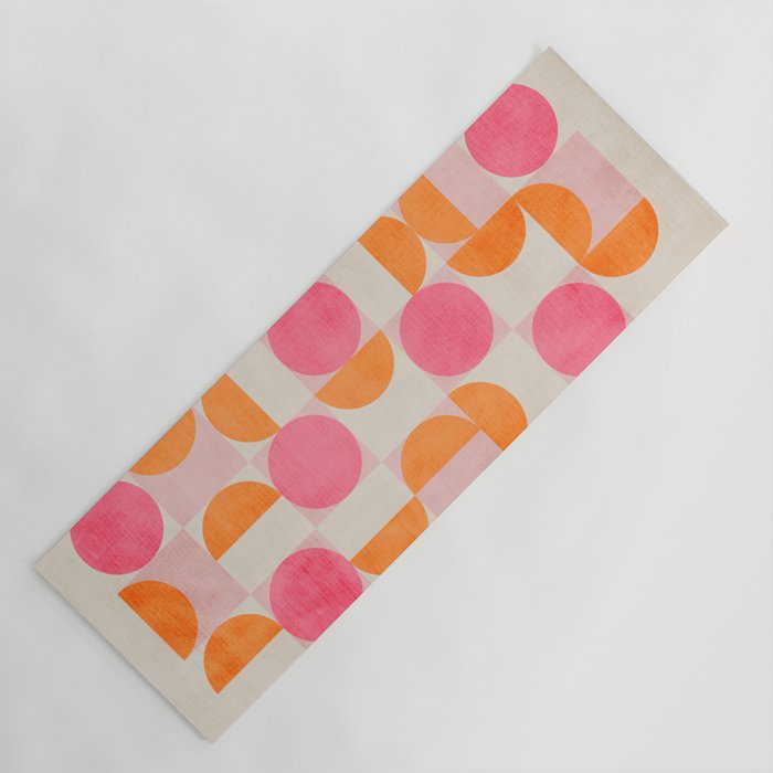 Pink Orange Modern Geometric Artwork Yoga Mat Gallery Image 1