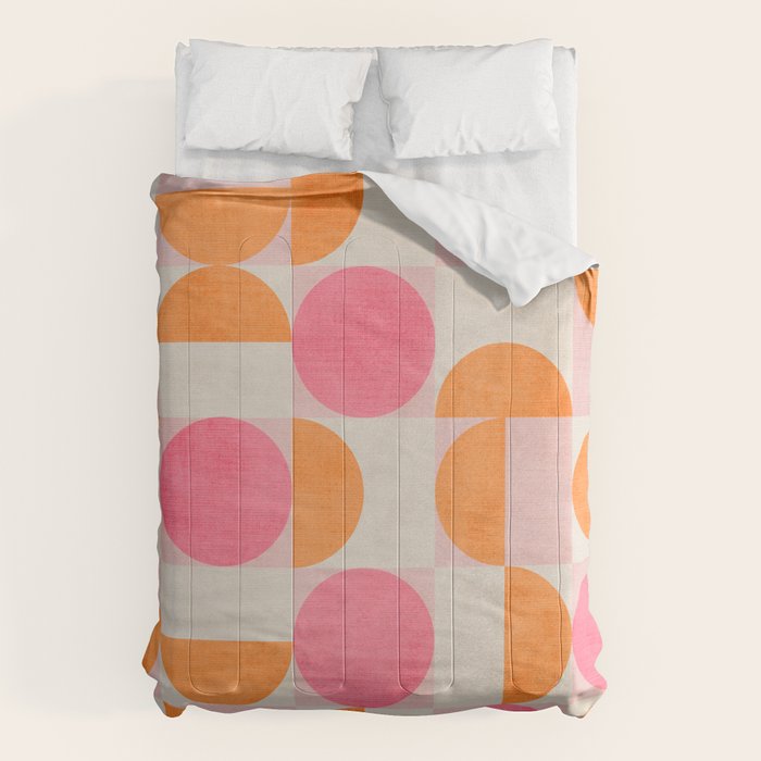Pink Orange Modern Geometric Artwork Comforter Gallery Image 6