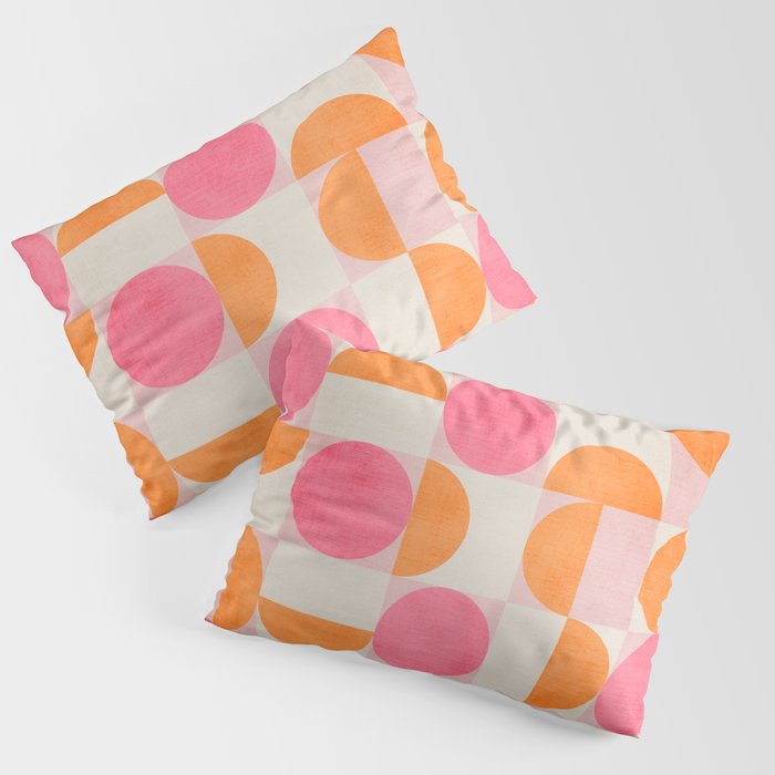 Pink Orange Modern Geometric Artwork Pillow Sham Gallery Image 3