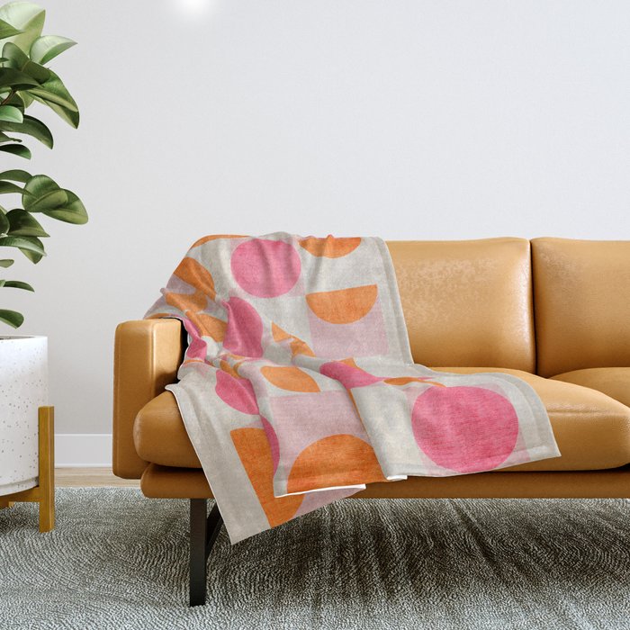 Pink Orange Modern Geometric Artwork Throw Blanket Gallery Image 1