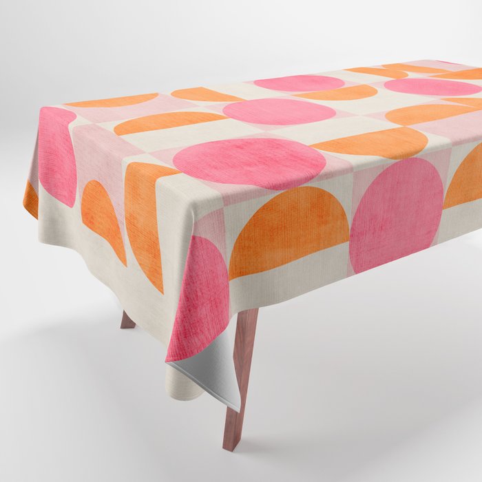 Pink Orange Modern Geometric Artwork Tablecloth Gallery Image 1