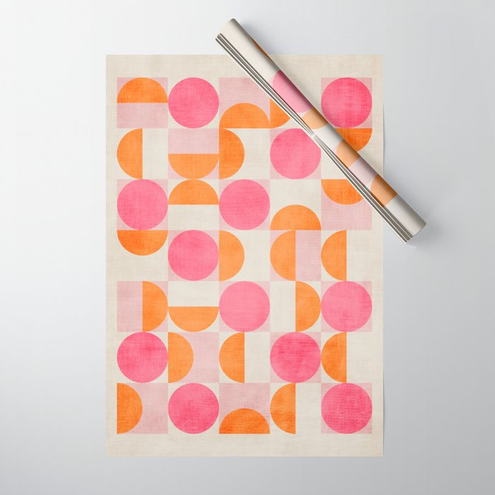 Pink Orange Modern Geometric Artwork Wrapping Paper Gallery Image 1
