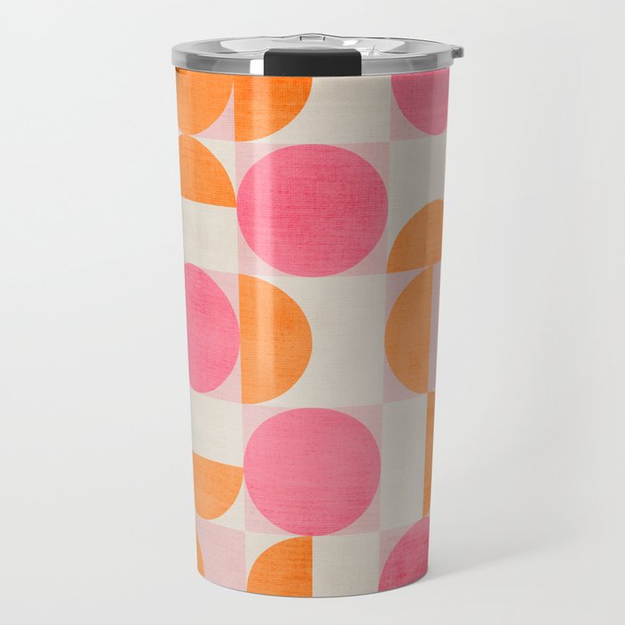 Pink Orange Modern Geometric Artwork Travel Mug Gallery Image 1