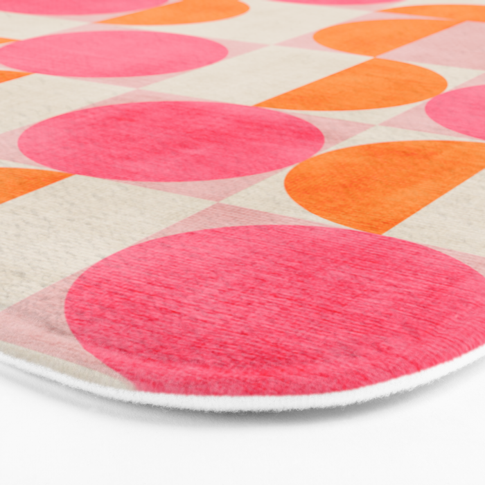 Pink Orange Modern Geometric Artwork Bath Mat Gallery Image 3