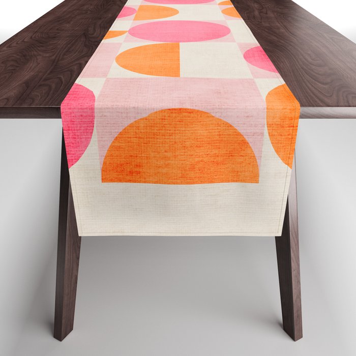 Pink Orange Modern Geometric Artwork Table Runner Gallery Image 1