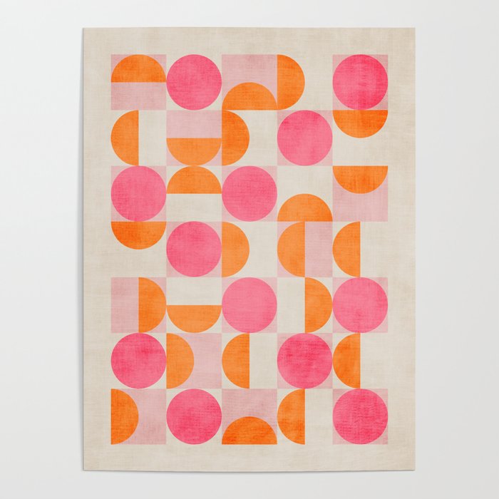 Pink Orange Modern Geometric Artwork Poster Gallery Image 4