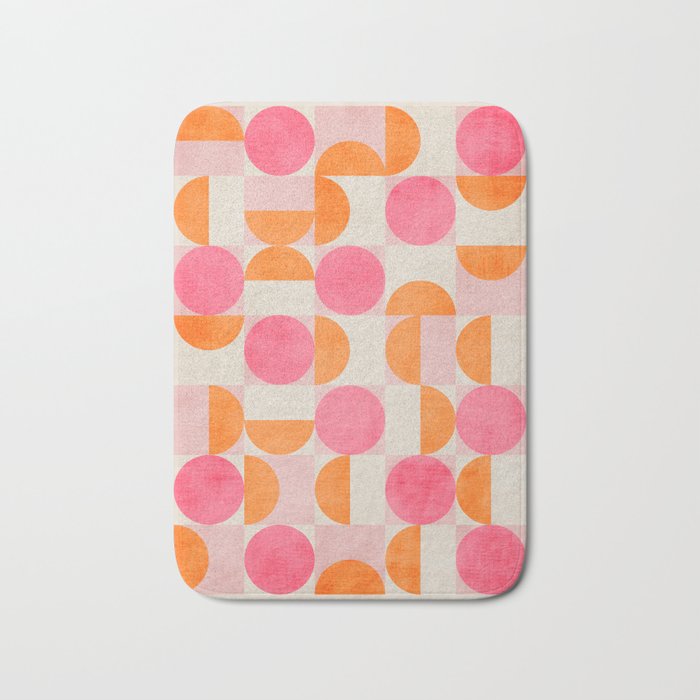 Pink Orange Modern Geometric Artwork Bath Mat Gallery Image 1