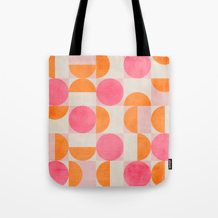 Pink Orange Modern Geometric Artwork Tote Bag Gallery Image 1