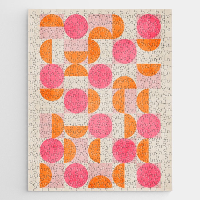 Pink Orange Modern Geometric Artwork Jigsaw Puzzle Gallery Image 1