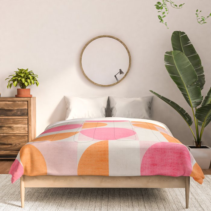 Pink Orange Modern Geometric Artwork Comforter Gallery Image 3