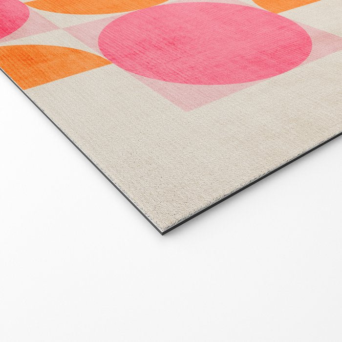 Pink Orange Modern Geometric Artwork Welcome Mat Gallery Image 2