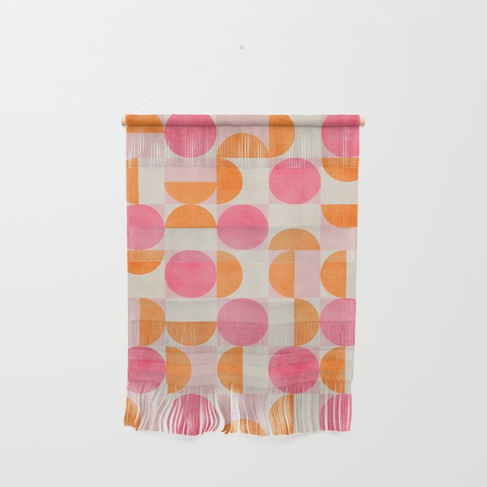 Pink Orange Modern Geometric Artwork Wall Hanging Gallery Image 1