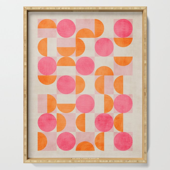 Pink Orange Modern Geometric Artwork Serving Tray Gallery Image 1
