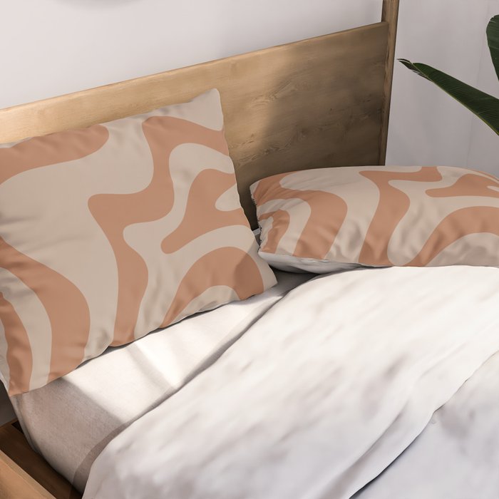 Liquid Swirl Abstract Pattern Taupe Clay Pillow Sham Gallery Image 2