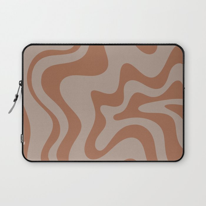 Liquid Swirl Abstract Pattern Taupe Clay Laptop Sleeve Gallery Image 1