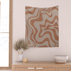 Liquid Swirl Abstract Pattern Taupe Clay Wall Tapestry Gallery Image 2