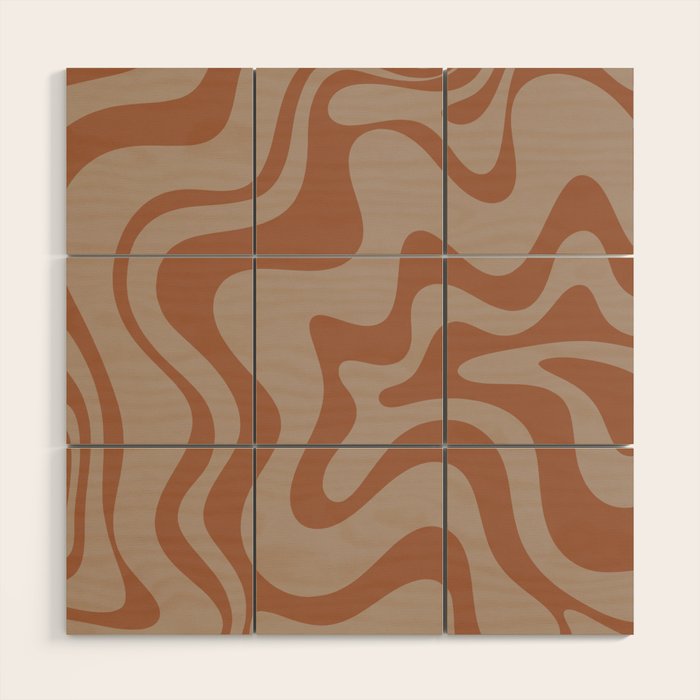 Liquid Swirl Abstract Pattern Taupe Clay Wood Wall Art Gallery Image 1