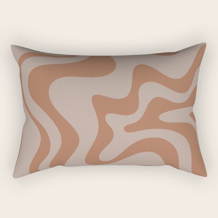 Liquid Swirl Abstract Pattern Taupe Clay Rectangular Pillow Gallery Image 1