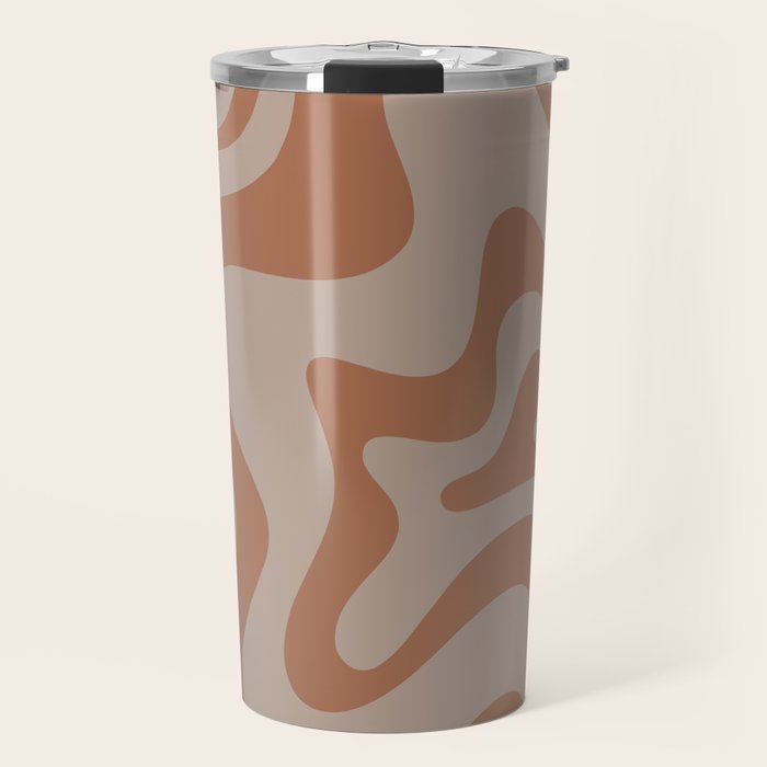 Liquid Swirl Abstract Pattern Taupe Clay Travel Mug Gallery Image 1