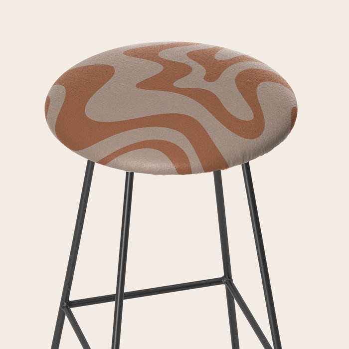 Liquid Swirl Abstract Pattern Taupe Clay Stool Gallery Image 2