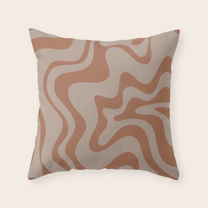 Liquid Swirl Abstract Pattern Taupe Clay Throw Pillow Gallery Image 1