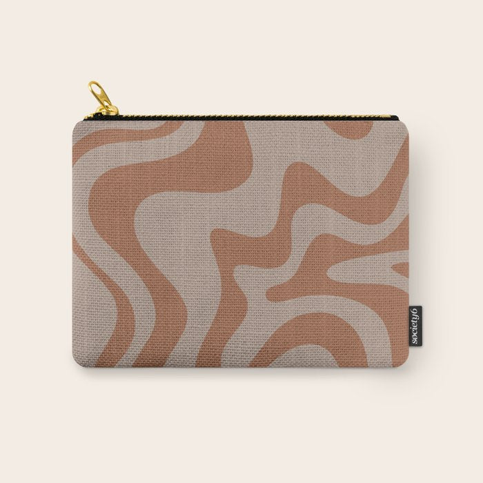 Liquid Swirl Abstract Pattern Taupe Clay Carry All Pouch Gallery Image 1