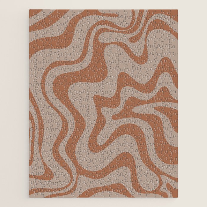 Liquid Swirl Abstract Pattern Taupe Clay Jigsaw Puzzle Gallery Image 1