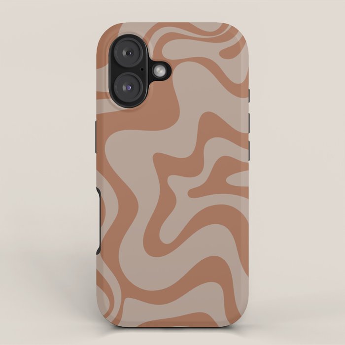 Liquid Swirl Abstract Pattern Taupe Clay iPhone Case Gallery Image 1
