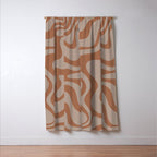 Liquid Swirl Abstract Pattern Taupe Clay Window Curtain Gallery Image 3