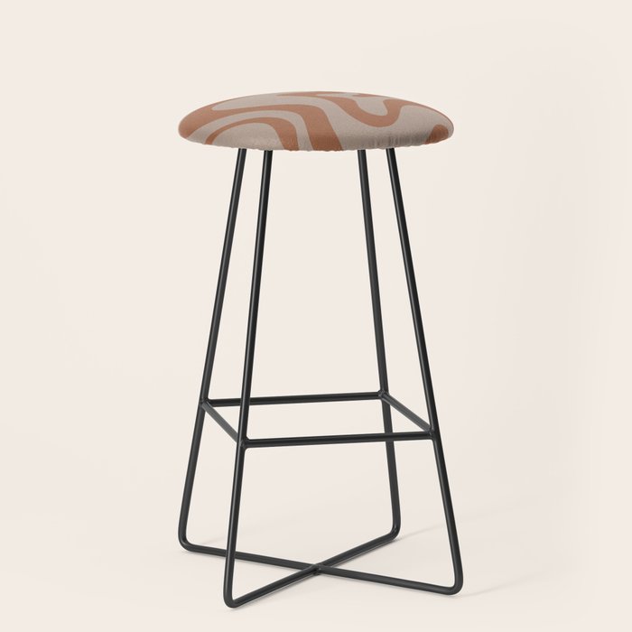 Liquid Swirl Abstract Pattern Taupe Clay Stool Gallery Image 1