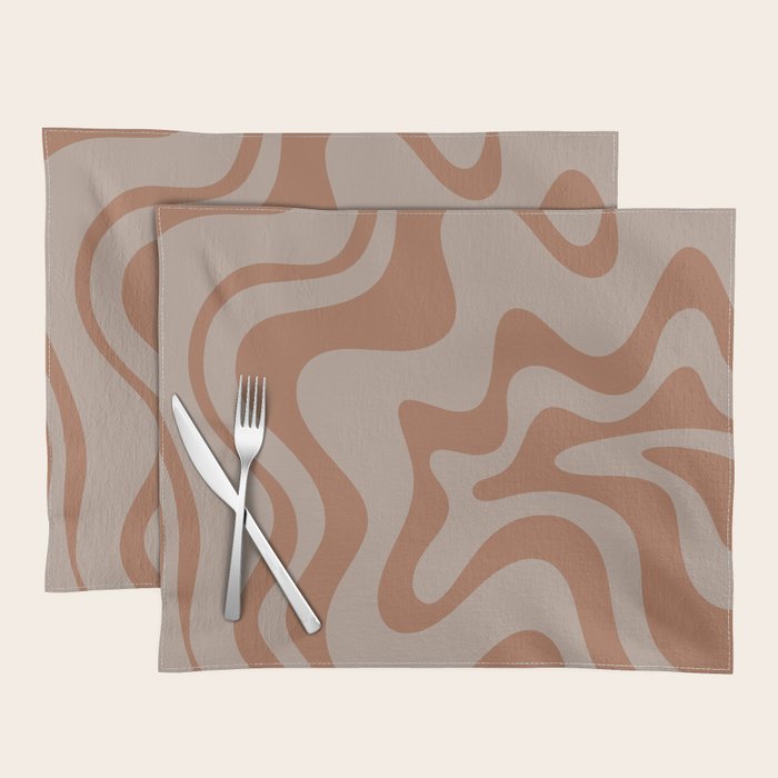 Liquid Swirl Abstract Pattern Taupe Clay Placemat Gallery Image 1