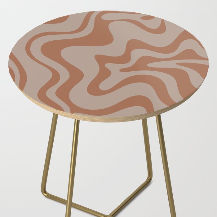 Liquid Swirl Abstract Pattern Taupe Clay Side Table Gallery Image 2