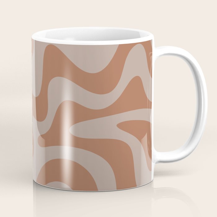 Liquid Swirl Abstract Pattern Taupe Clay Coffee Mug Gallery Image 1
