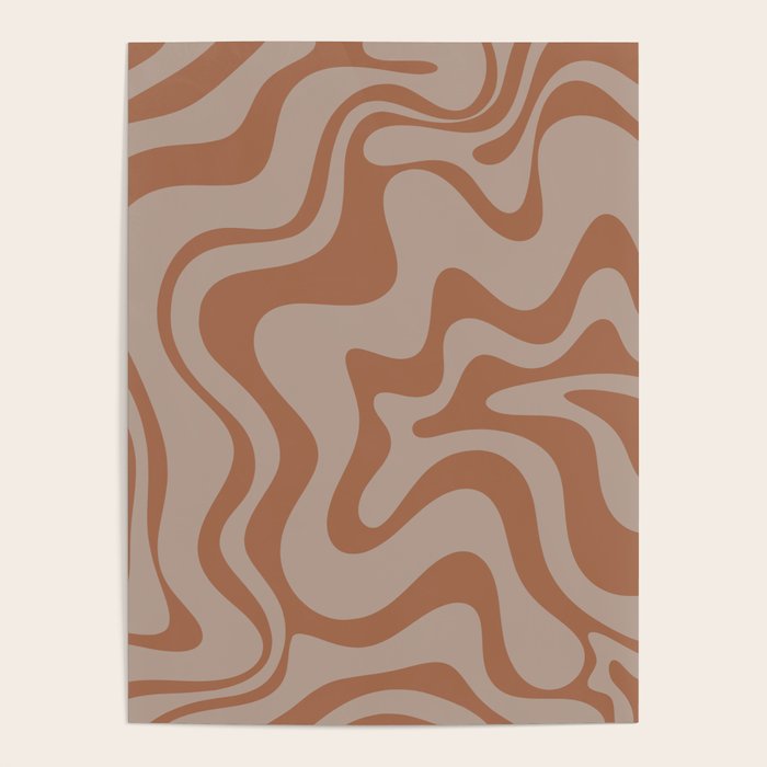 Liquid Swirl Abstract Pattern Taupe Clay Poster Gallery Image 4