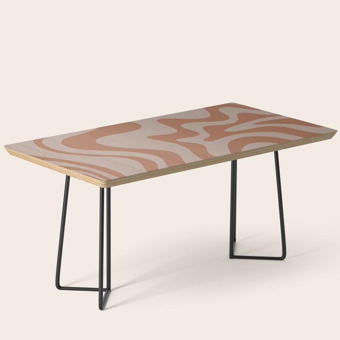 Liquid Swirl Abstract Pattern Taupe Clay Coffee Table Gallery Image 1