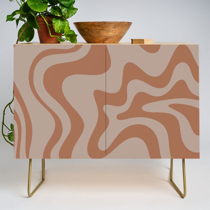 Liquid Swirl Abstract Pattern Taupe Clay Credenza Gallery Image 1