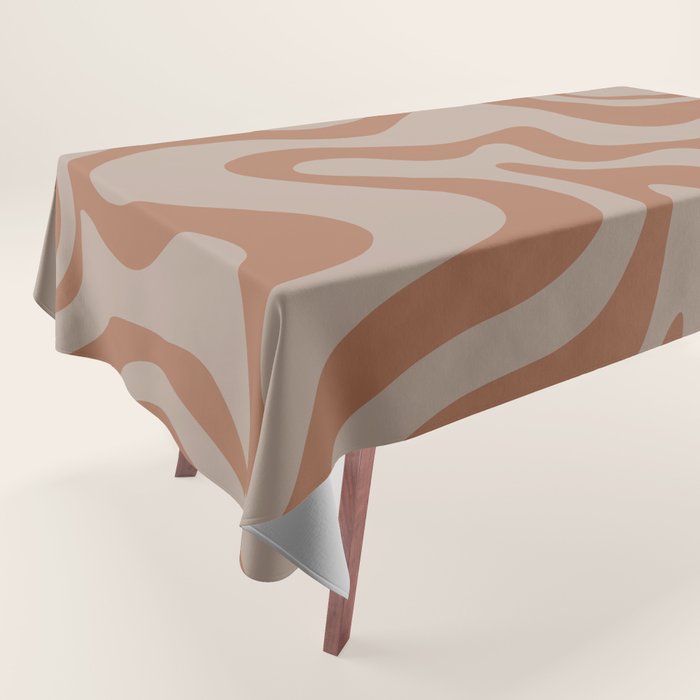 Liquid Swirl Abstract Pattern Taupe Clay Tablecloth Gallery Image 1