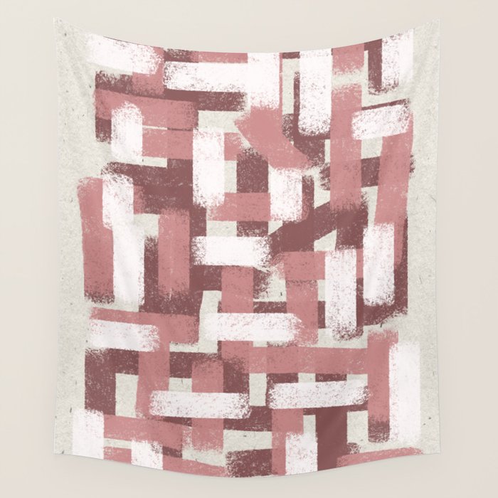 Pink Rose Modern Elements Wall Tapestry Gallery Image 1