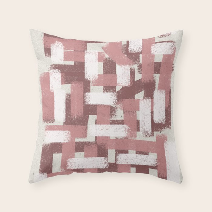 Pink Rose Modern Elements Throw Pillow Gallery Image 1