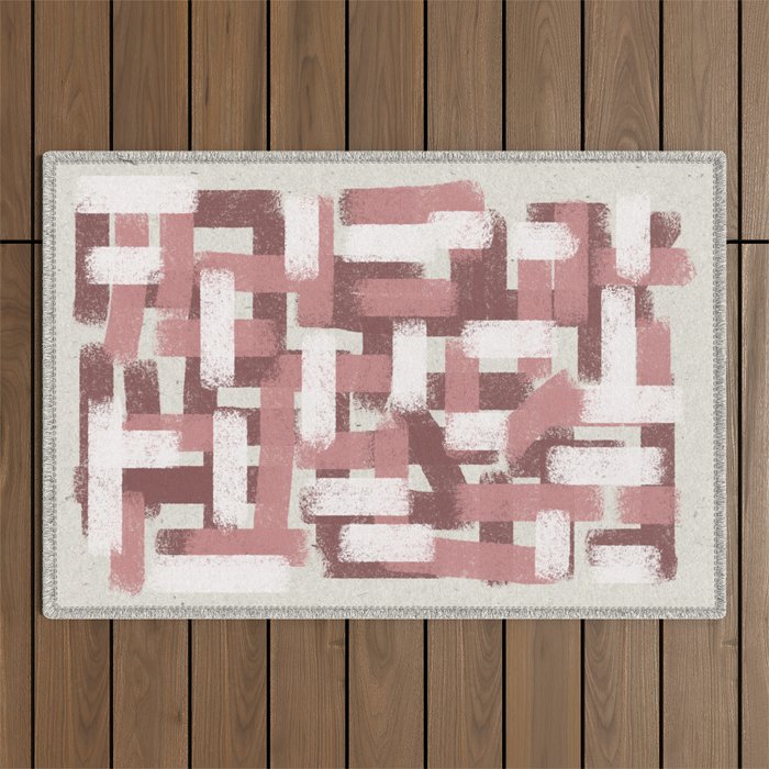 Pink Rose Modern Elements Outdoor Rug Gallery Image 1